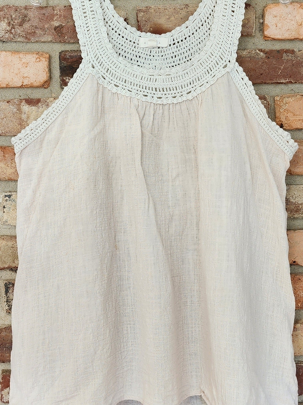 Adiva White Crochet-Trim Sleeveless Top